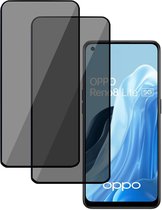 2x Privé Screenprotector geschikt voor OPPO Reno 8 Lite - Privacy Beschermglas - Privacy Proteqt+