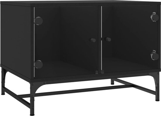 vidaXL - Salontafel - met - glazen - deuren - 68,5x50x50 - cm - zwart