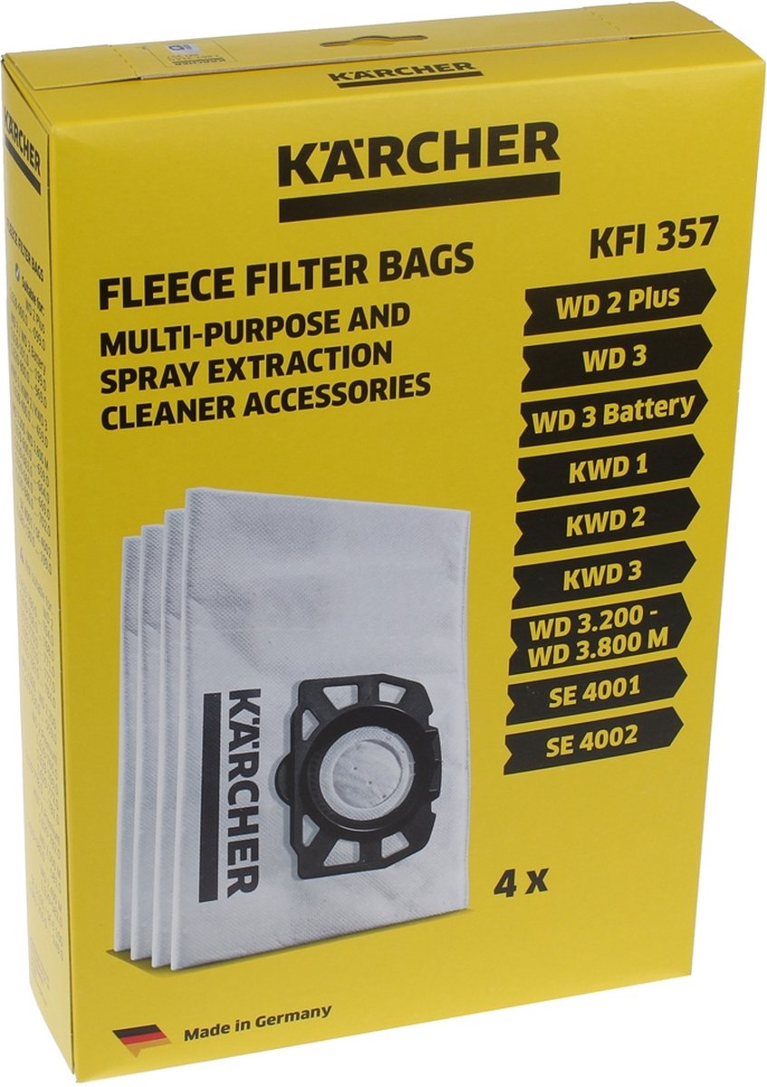 Karcher stofzuigerzak voor WD 2 Plus / WD 3 (4 stuks)