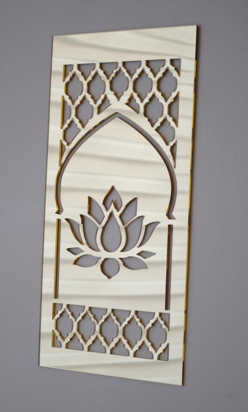 WS-9 lotus wandpaneel decoratie - unieke wanddecoratie - spiegelacrylaat - 50 x 25 cm