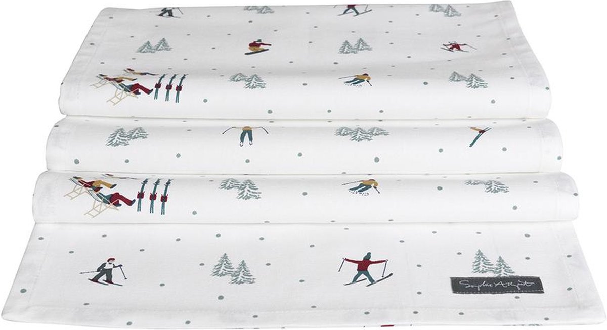 Tafelloper Wintersport Skiers - 280 x 35 cm - 100% katoen - Sophie Allport