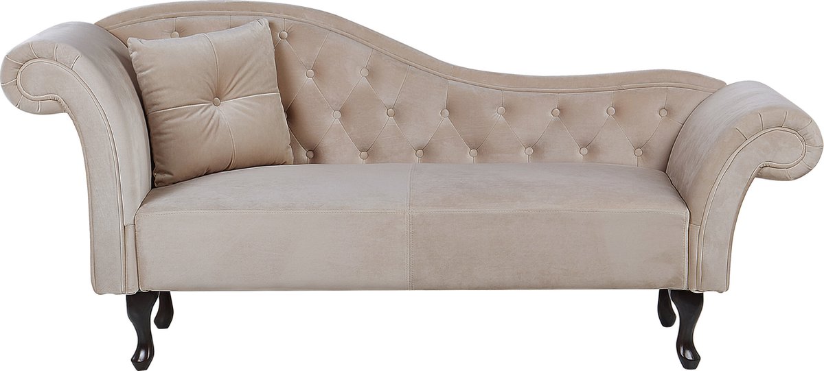 BELIANI LATTES - Chaise longue - Beige - Linkerzijde - Fluweel