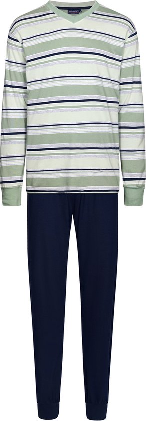 Pastunette Heren Pyjamaset Summertime - Groen/Blauw - Katoen - Maat 3XL