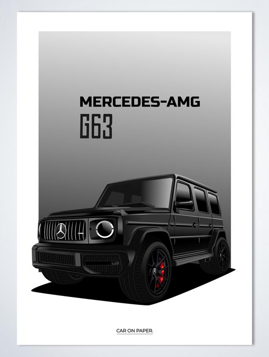 Mercedes AMG G63 Zwart sur Poster - 50 x 70 cm - Poster Voiture Chambre d'Enfant / Chambre / Bureau