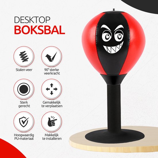 Sac De Boxe De Bureau - Punching Ball Avec Ventouse, Hauteur 40 Cm, Base 17,7 Cm - Pour Adulte Et Enfant, Gonflable, Cuir PU + Acier