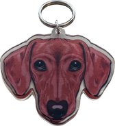 Teckel - sleutelhanger - ringsleutelhanger - plastic - kunststof - teckelkop - hondenkop - kop - hond - licht bruin