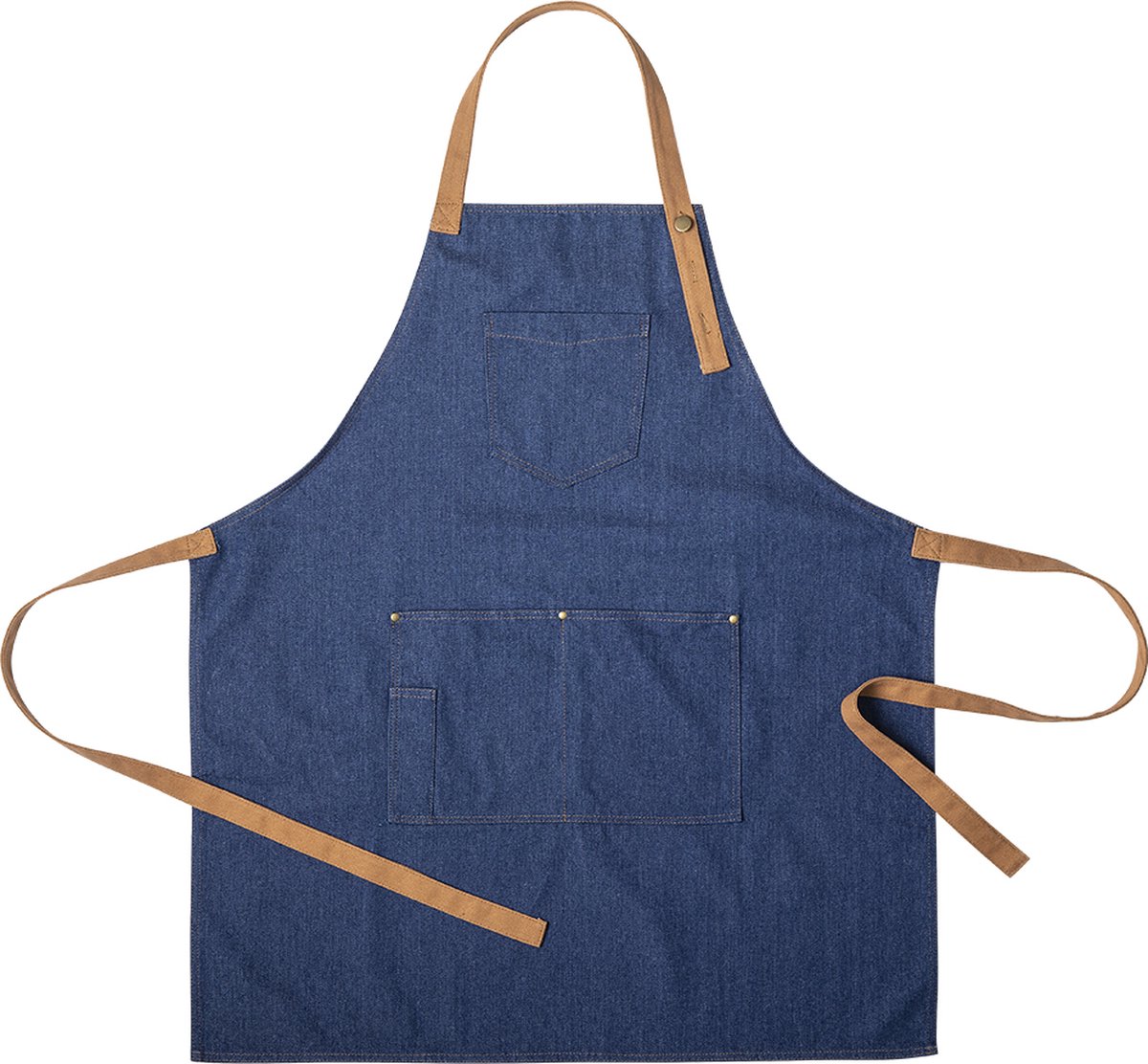 Keukenschort - Schort - BBQ schort - Kookschort - 80 x 68 cm - Denim - Katoen - Blauw