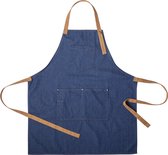 Keukenschort - Schort - BBQ schort - Kookschort - 80 x 68 cm - Denim - Katoen - Blauw