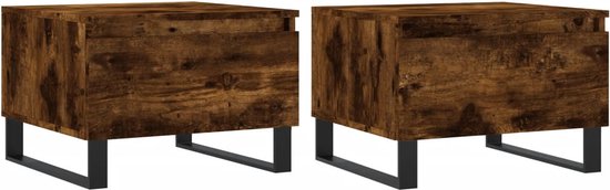 vidaXL - Salontafels - 2 - st - 50x46x35 - cm - bewerkt - hout - gerookt - eikenkleurig