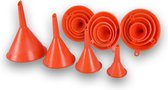 Set van 16 Oranje Plastic Trechters in 4 Verschillende Maten | Ideaal voor Keuken en Klussen | Duurzaam en Praktisch