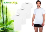 Bamboo Elements - T-Shirt Heren - Ronde Hals - 3 Stuks - Wit - XXL - Bamboe Ondershirt Heren - Extra Lang - Anti Zweet T-shirt Heren