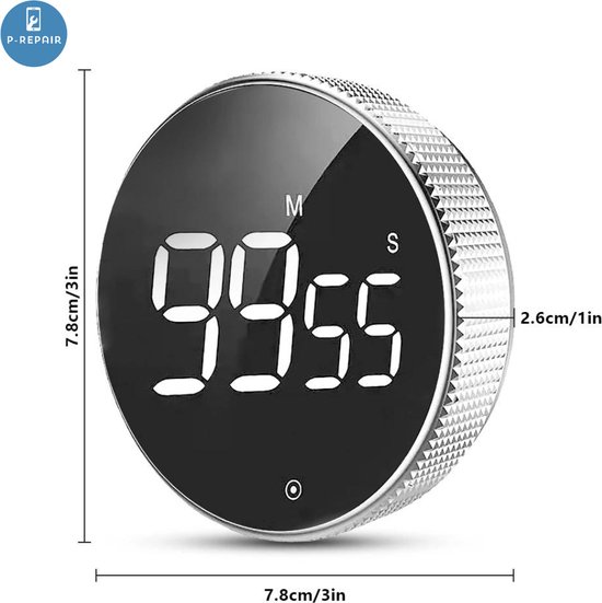 P-Repair Digitale Kookwekker - Smart Timer - LED Display - Magnetisch met Handige Draaiknop - Optellen/Aftellen