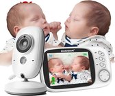 Jo-Jo Products 4U - Babyfoon met Camera - 3.2 Inch Groot LCD scherm - Video Babyphone met Kleurenmonitor- Premium Baby Monitor - Sterk Zendbereik - Temperatuurweergave - Wit