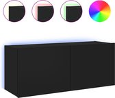 vidaXL - Tv-wandmeubel - met - LED-verlichting - 100x35x41 - cm - zwart
