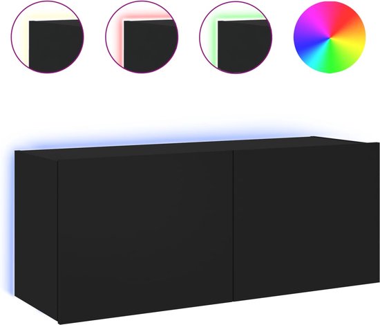 vidaXL-Tv-wandmeubel-met-LED-verlichting-100x35x41-cm-zwart