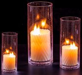 Windlicht glazen cilinder voor kaarsen: 3 roze kaarsenhouders, glazen drijvende kaarsen windlichten set, glazen vaas cilinder, glazen cilinder met bodem voor tafeldecoratie bruiloft.