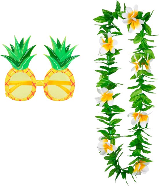 NET TOYS Ananas-Brille – Gold-Grün – Partybrille Hawaii, Festival, Beachparty – Originelles Accessoire