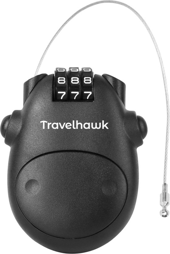 Travelhawk Kabelslot - Cijferslot - Snowboard slot - Skislot - Kabelslot Fiets - Fietsslot - fietssloten - Staal - Zwart - Travelhawk