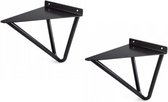 Set van 2 Plankdragers - Zwart - Staal - Modern - Industrieel - Geometrisch - 20 cm Plank - Plankendrager - Planksteunen / Wandplankdragers