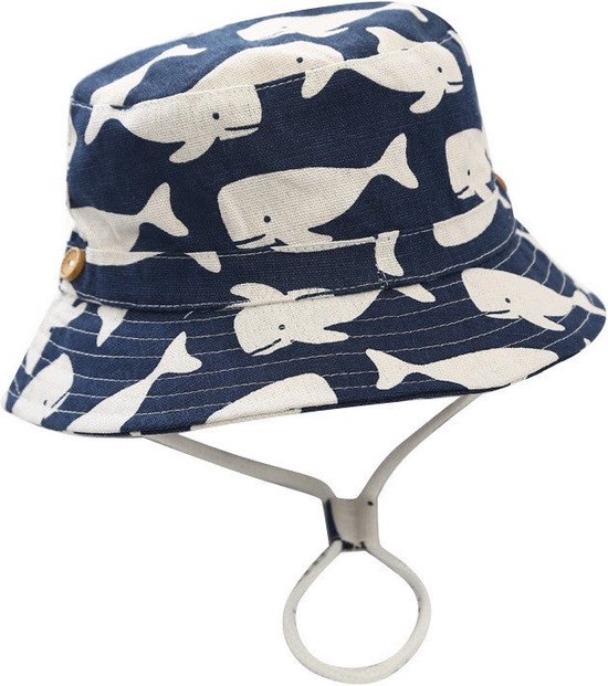 Chapeau de soleil Chapeau de pêcheur - baleine bleue - bébé tout-petit (4-18 mois) - Taille 48
