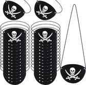Piraten ooglapje met skelet, 1 stuk, zwart, stof / vilt, carnaval, piratenfeestje, skelet, verkleden