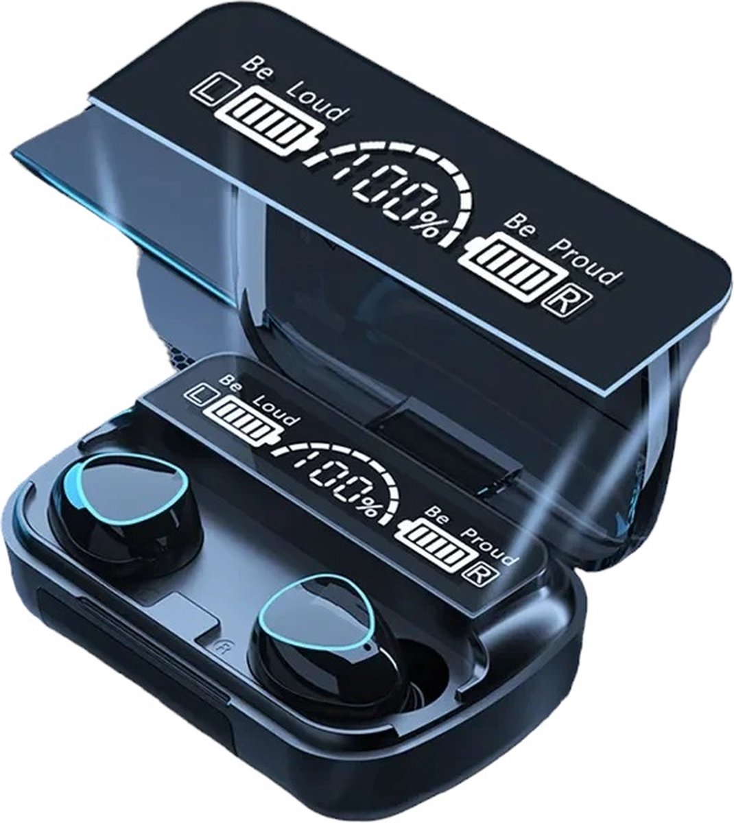 Draadloze Bluetooth 5.3 Headset Met Oplaad case voor Telefoon Ruisonderdrukking, Microfoon
