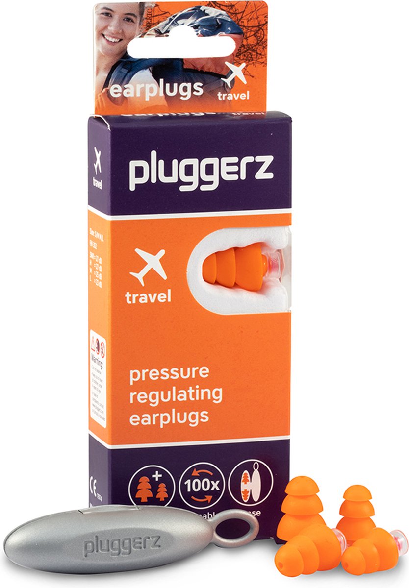 Goedkoopste Pluggerz earplugs Travel - Oordoppen tijdens vliegen - Geen oorpijn - Drukregulerend filter