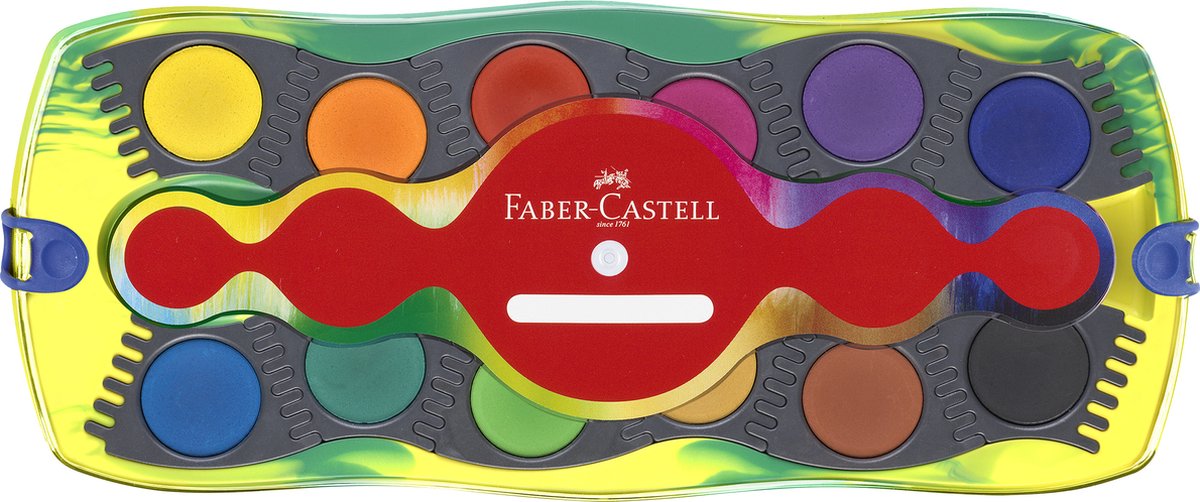 Faber-Castell waterverfdoos Connector Dino 12 kleuren + 1 tube glow in the dark glitter FC-125013