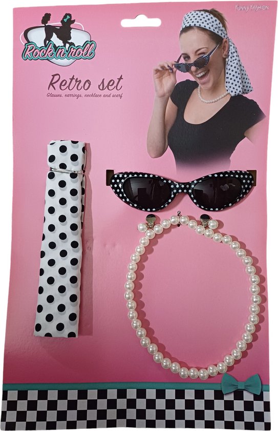 Verkleed Retro set - black en white - feest - carnaval