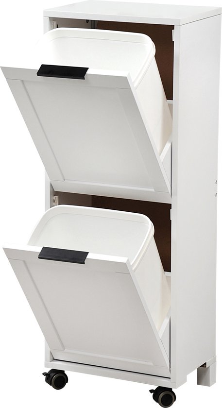 KESPER | Keukenwagen met afvalscheidingssysteem, materiaal: vezelplaat, afmetingen: B 50 x H 78,5 x D 37 cm, kleur: bruin, wit | 25508 13