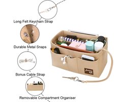 Duurzaam&Mi - Tas Organizer - Maat L - Beige- 34x17x18 -Duurzaam - handig - cadeau - Bag in Bag - Organizer voor dameshandtas - multifunctionele cosmetica-organizer - ook geschikt als luiertas - Oplossing voor rommel- geschikt voor LV Neverfull GM
