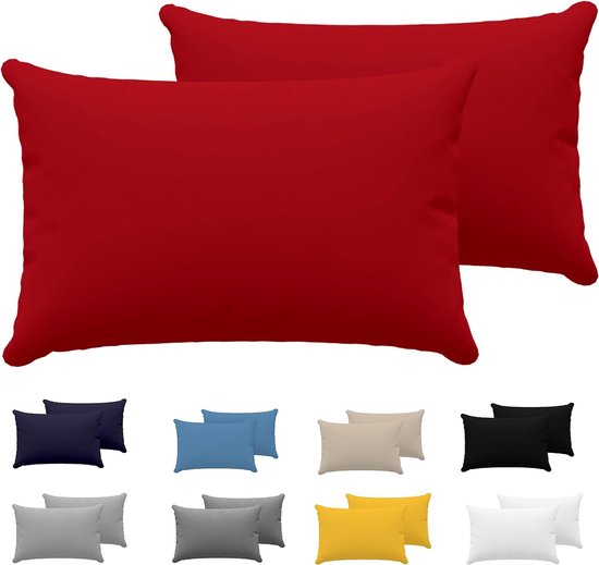 Kussensloop 40 x 60 cm (set van 2) - 100% jersey katoen, 150 g/m² kussenslopen, rood, voor kussens 40 x 60 cm - kussenovertrek - resistent en hypoallergeen