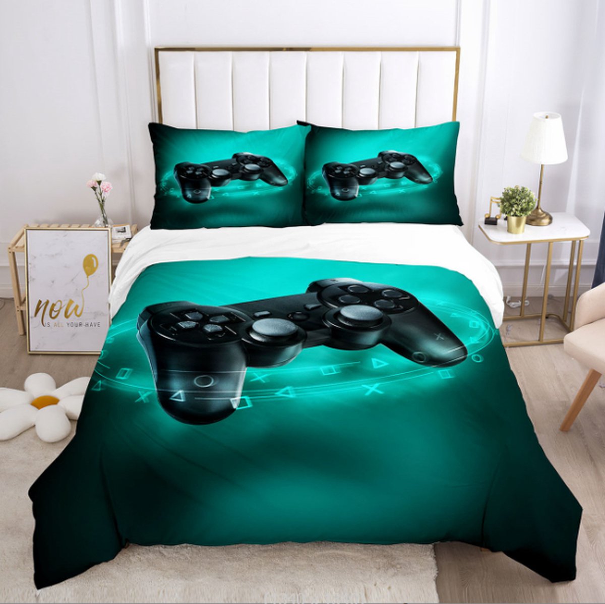 HomeBerg Gaming 2 Persoons Beddengoed - Controller - Dekbed - Jongens Meisjes - Gamekamer - Dekbedovertrek - Met Ritssluiting - Zacht - Microvezel - 200x200cm