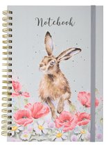 Notebook A4 - 'Field of Flowers' Hare - Wrendale Designs - Notitieboek Haas met Bloemen