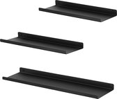 Set van 3 wandplanken, zwart metaal, lengte 42/40/40 cm, wandplank, vrij zwevende, moderne zwevende plank voor decoraties, planken voor muren, verschillende indelingen