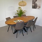 Table à manger Mango Ovale - 180x90 cm - Épaisseur de feuille 5 cm - Pied araignée 5x10 Groot - Naturel avec finition laquée