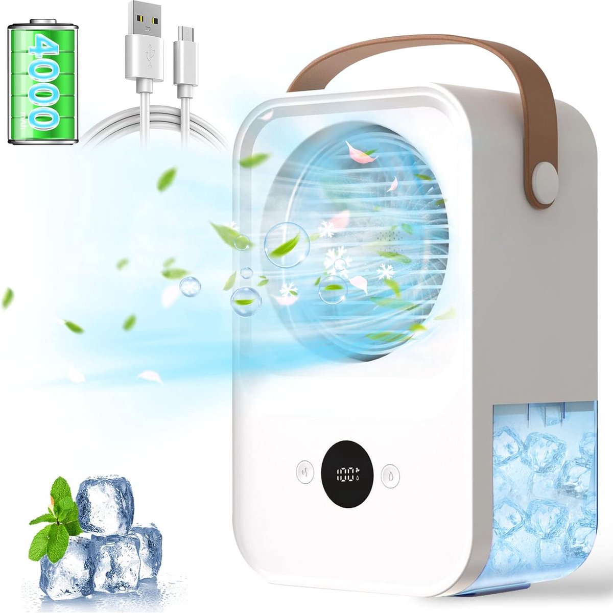 Mini airco Mini Ventilator Draagbaar Luchtkoeler Ventilator Verschillende standen 3 snelheden Mobiele airconditioning Must have voor in de zomer!