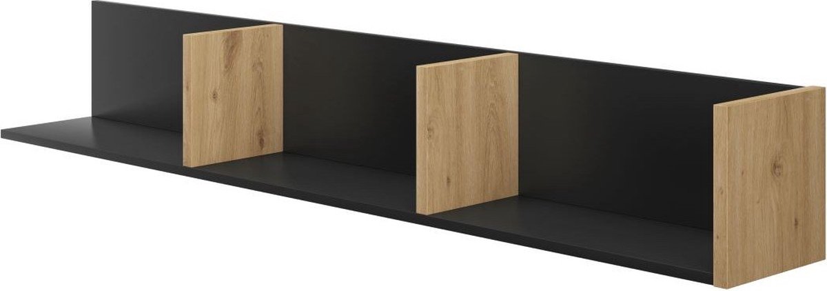 Wandplank Ralphio 160cm - Zwart/eik - Gautier - Gami - Wandrek - Bruin; Zwart - Spaanplaat