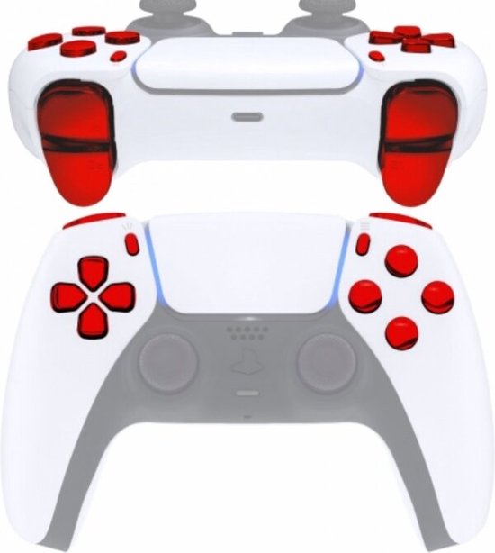Skins de console CS - Boutons du contrôleur PS5 - Chrome rouge - Set de boutons 11 en 1