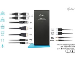 i-Tec - Universeel USB-C Docking Station - USB - Hub - 2 x HDMI - Ethernet - 6 x USB - Audio In/Uit - Geschikt voor alle type Laptops en MacBooks
