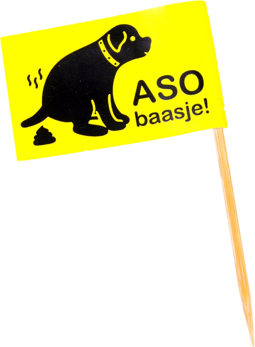 50 x Aso Baasje! Hondenpoep Vlaggetjes Poepvlaggetjes Poepprikkers Vlaggetje No Honden Poep Prikkers