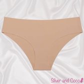SilverAndCoco® - Naadloze Onderbroek / Seamless Broekje Dames / Zacht Brazilian Slipje / Naadloos Stretch Ondergoed Vrouw / Hipster Dames Lingerie Broekje Slip - Beige Large