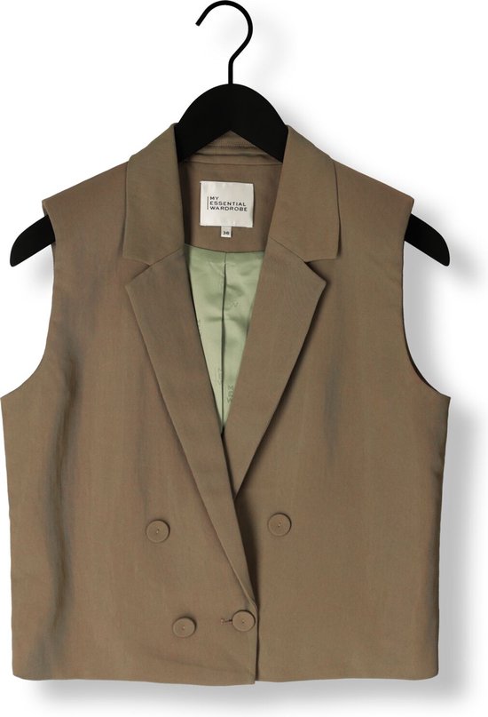 My Essential Wardrobe Emmymw Boxy Vest Blazers Dames - Olijf - Maat 40