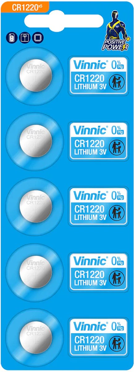 CR1220 Lithium knoopcel batterijen 5x