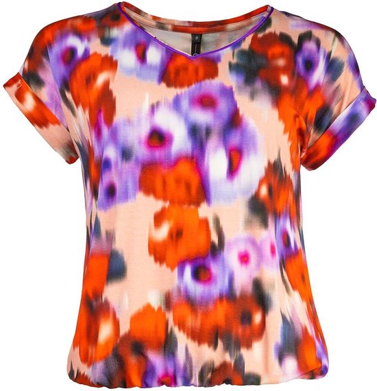 NED T-shirt Nox P Ss Blurred Flowers Tricot 24s2 Bb107 01 500 Red Dames Maat - L