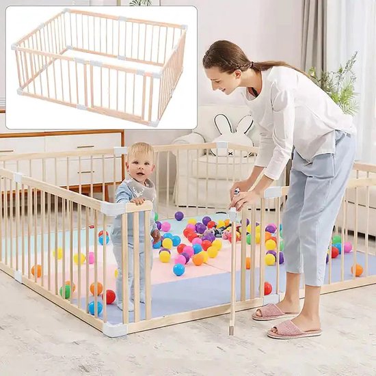 Grondbox baby - Massief grenen hout - Veilige ONGELAKTE Baby box met deurtje - TOPKWALITEIT & Eenvoudige (de) montage in 10 min - 190x190cm óf 180x200cm Grondbox baby - Massief grenen hout - Veilige ONGELAKTE Baby box met deurtje - TOPKWALITEIT & Eenvoudige (de) montage in 10 min - 190x190cm óf 180x200cm