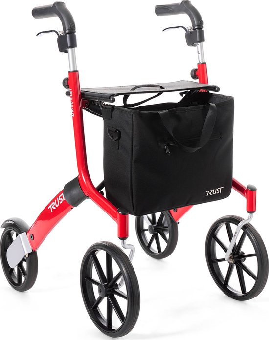 TrustCare Let's Go Out Rollator Rood (6,1 kg) Lichtgewicht Zonder Remkabels