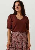 Minus Pam Scoop Neck Half Sleeve Knit T-shirt Tops & T-shirts Dames - Shirt - Bruin - Maat XS