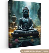 Canvas Schilderij 60x80 cm - Boeddha - Beeld - Buddha - Zen - Kunst - Boedha - Wanddecoratie - Muurdecoratie woonkamer - Kamer decoratie - Wanddoek binnen - Woonaccessoires