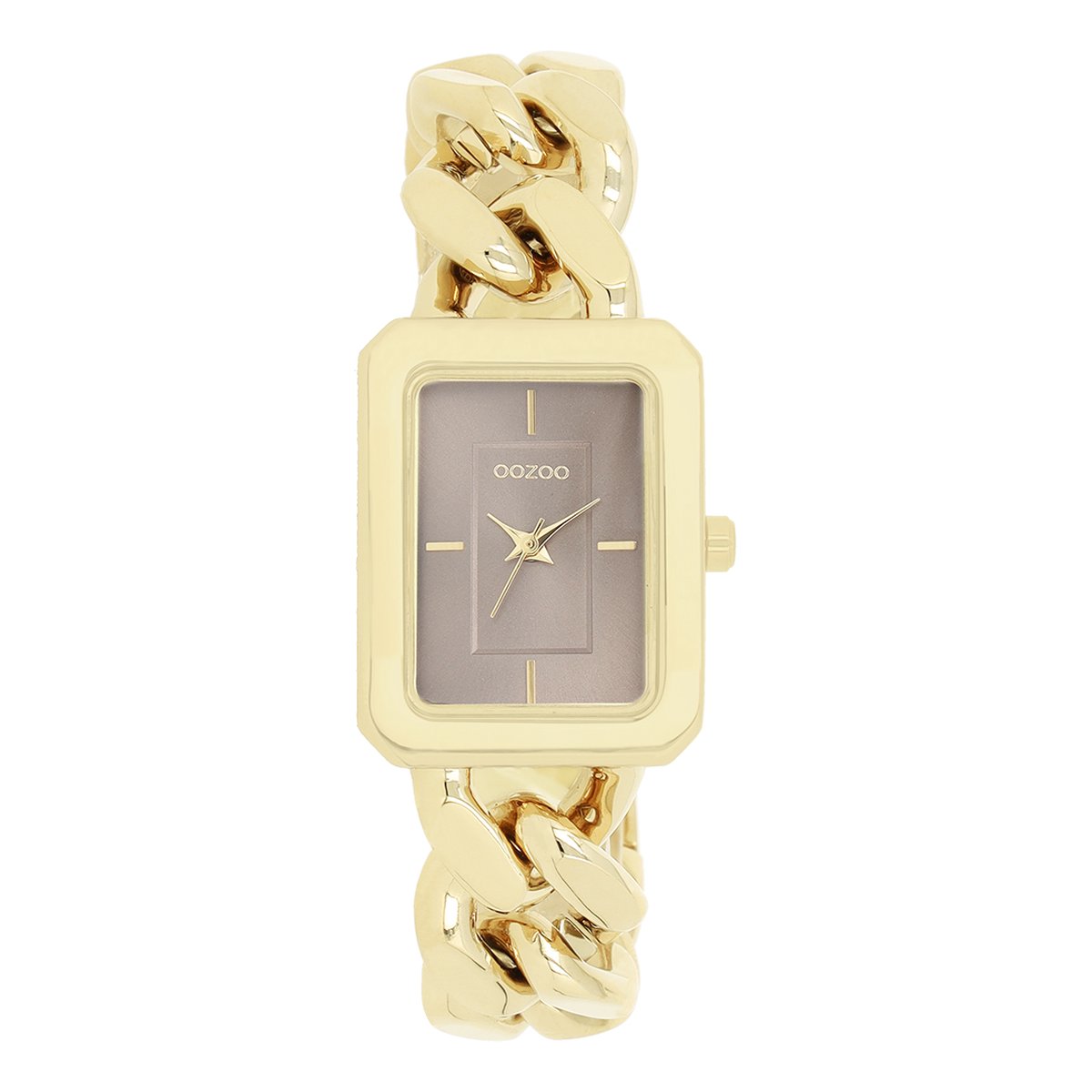 Goudkleurige OOZOO horloge met goudkleurige grove schakelarmband - C11353
